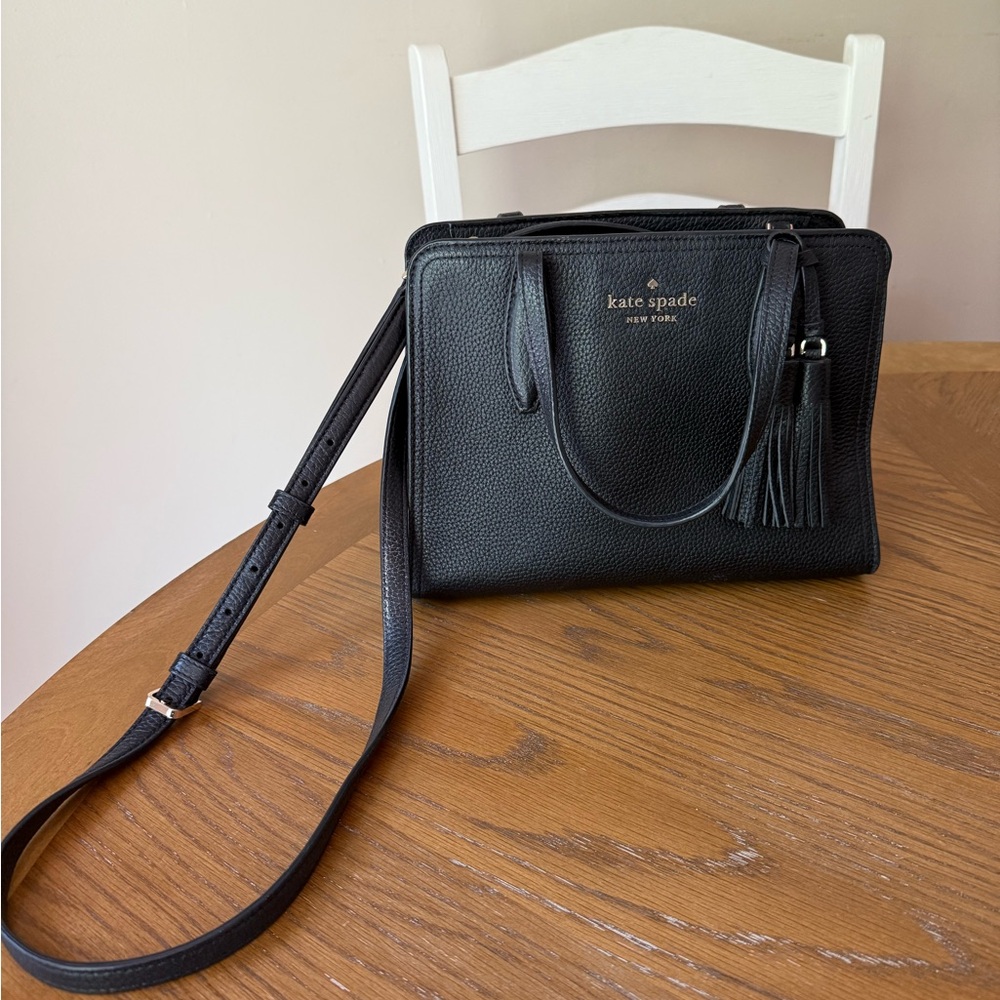 Kate Spade Black Crossbody Bag with Tassel - Small Rowe Top Zip
